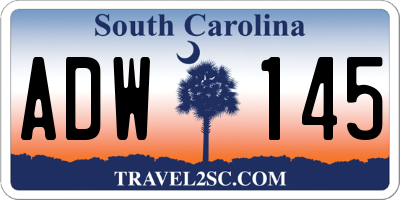 SC license plate ADW145