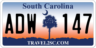 SC license plate ADW147