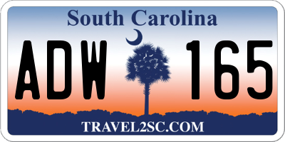 SC license plate ADW165