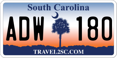 SC license plate ADW180