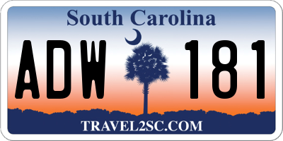SC license plate ADW181