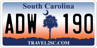 SC license plate ADW190