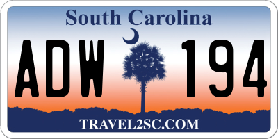 SC license plate ADW194