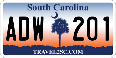 SC license plate ADW201