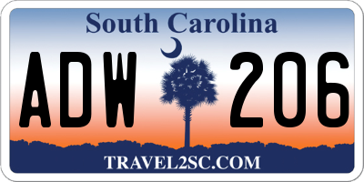 SC license plate ADW206