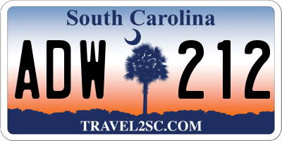 SC license plate ADW212