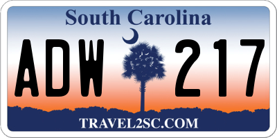 SC license plate ADW217