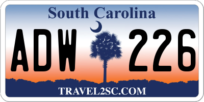 SC license plate ADW226