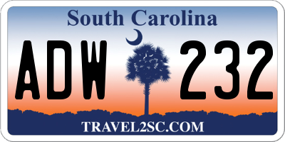 SC license plate ADW232