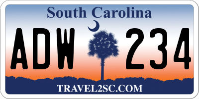 SC license plate ADW234