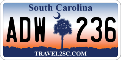 SC license plate ADW236