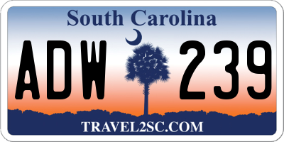 SC license plate ADW239