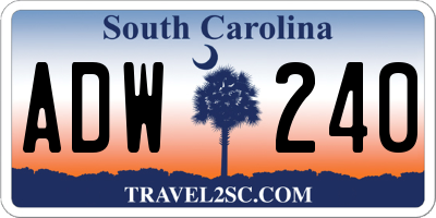 SC license plate ADW240