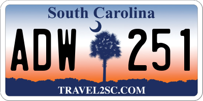 SC license plate ADW251