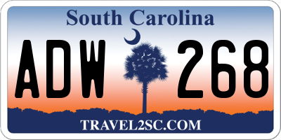 SC license plate ADW268