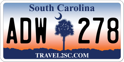 SC license plate ADW278