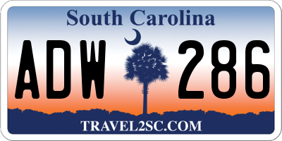 SC license plate ADW286