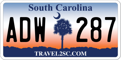 SC license plate ADW287