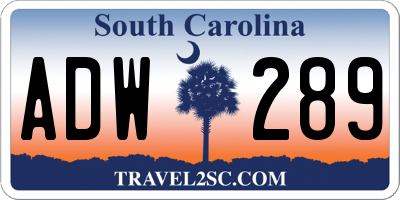 SC license plate ADW289