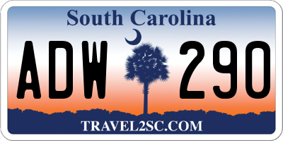 SC license plate ADW290