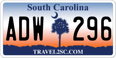 SC license plate ADW296