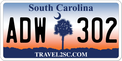 SC license plate ADW302