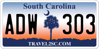 SC license plate ADW303