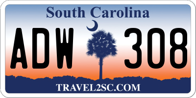 SC license plate ADW308