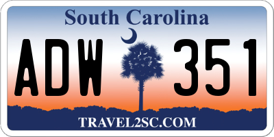 SC license plate ADW351
