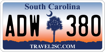 SC license plate ADW380