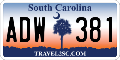 SC license plate ADW381