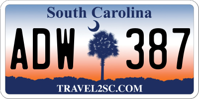 SC license plate ADW387