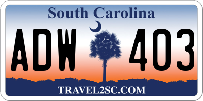 SC license plate ADW403