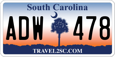 SC license plate ADW478
