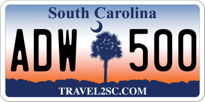 SC license plate ADW500