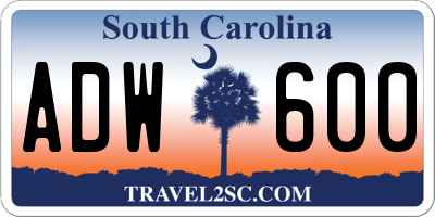 SC license plate ADW600