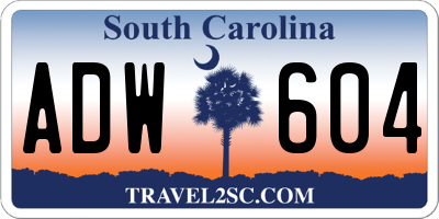 SC license plate ADW604