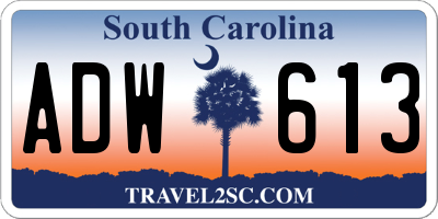 SC license plate ADW613