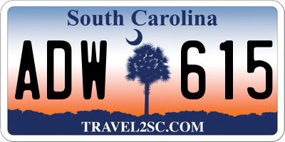 SC license plate ADW615