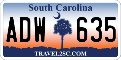 SC license plate ADW635