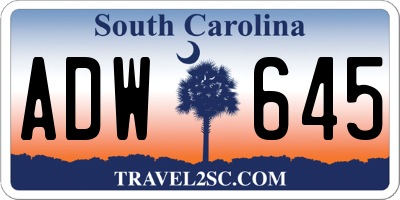 SC license plate ADW645