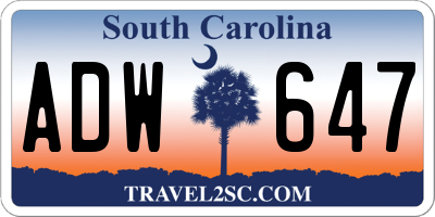 SC license plate ADW647