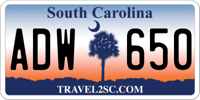 SC license plate ADW650