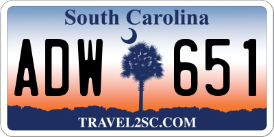 SC license plate ADW651