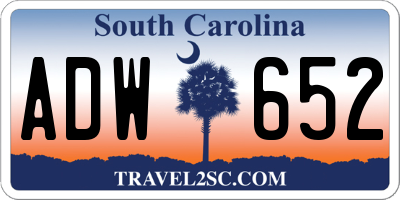 SC license plate ADW652