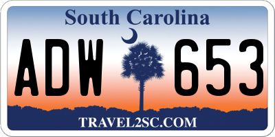 SC license plate ADW653