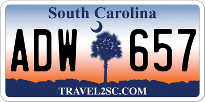SC license plate ADW657