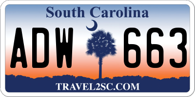 SC license plate ADW663