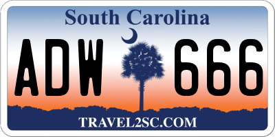 SC license plate ADW666