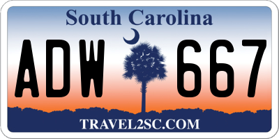 SC license plate ADW667